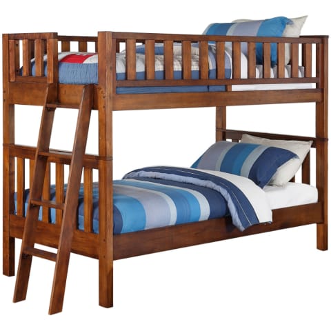 Quiz Twin Over Twin Bunk Bed - Brown - 2357
