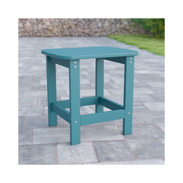 Charlestown All Weather Poly Resin Wood Adirondack Side Table in Teal