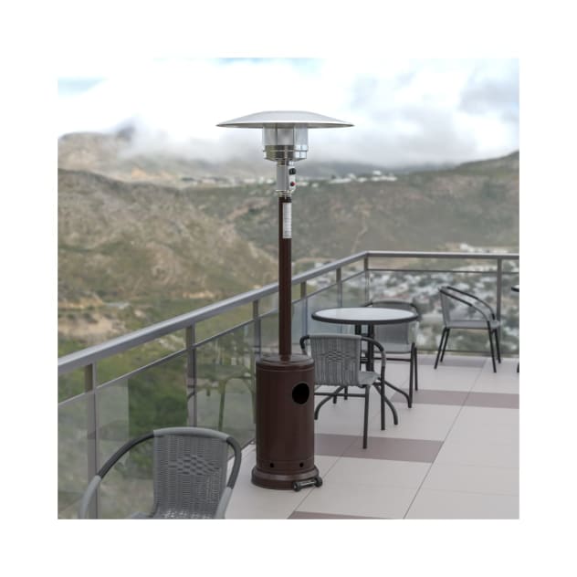 Patio Outdoor Heating Bronze Stainless Steel 40 000 BTU Propane Heater with Wheels for Commercial & Residential Use 7.5 Feet Tall