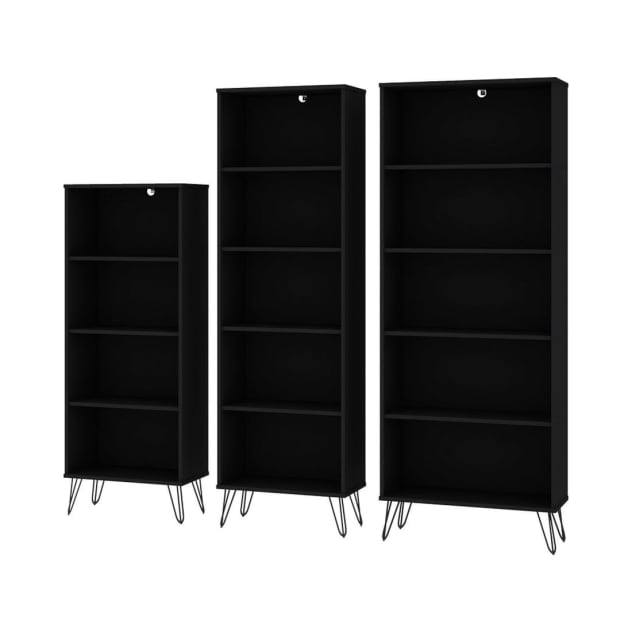 Rockefeller 3-Piece Bookcases in Black