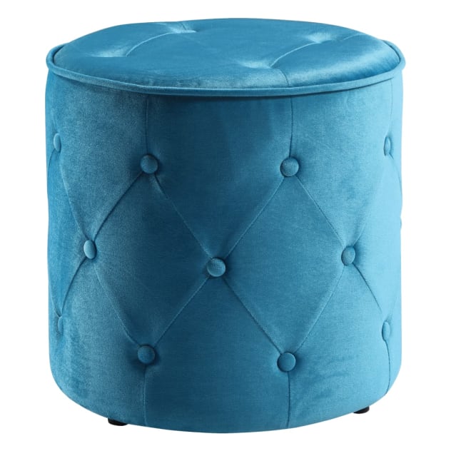Curves Tufted Round Ottoman in Cruising Fabric