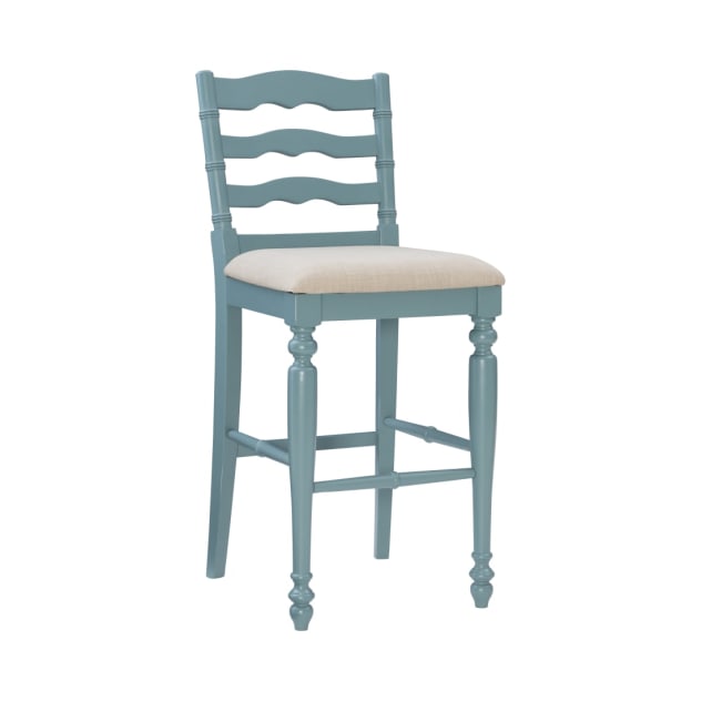 Lennon Collection Antique Blue Backless Barstool
