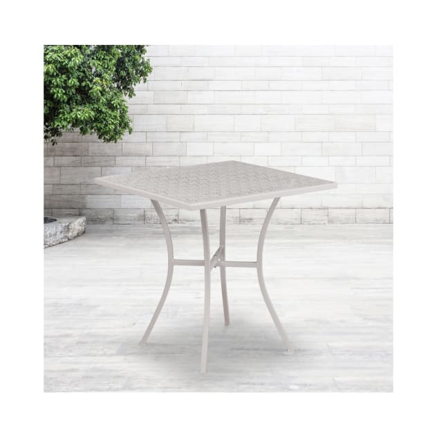 Commercial Grade 28" Square Light Gray Indoor Outdoor Steel Patio Table