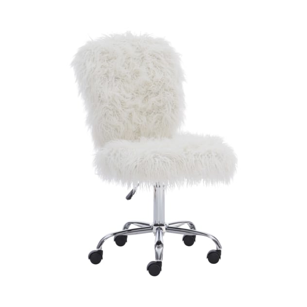 Cilley Collection White Faux Fur Task Chair