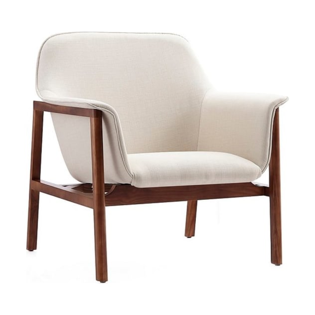 Miller Accent Chair in Cream and Walnut