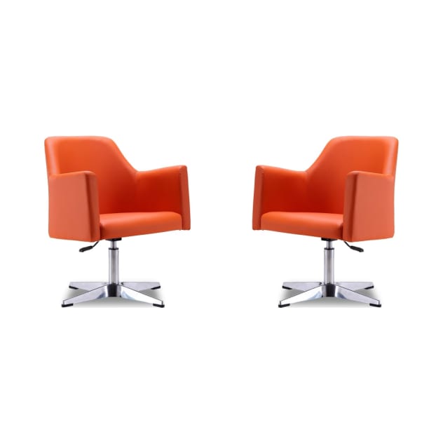 Pelo Adjustable Height Swivel Accent Chair in Orange and Polished Chrome (Set of 2)