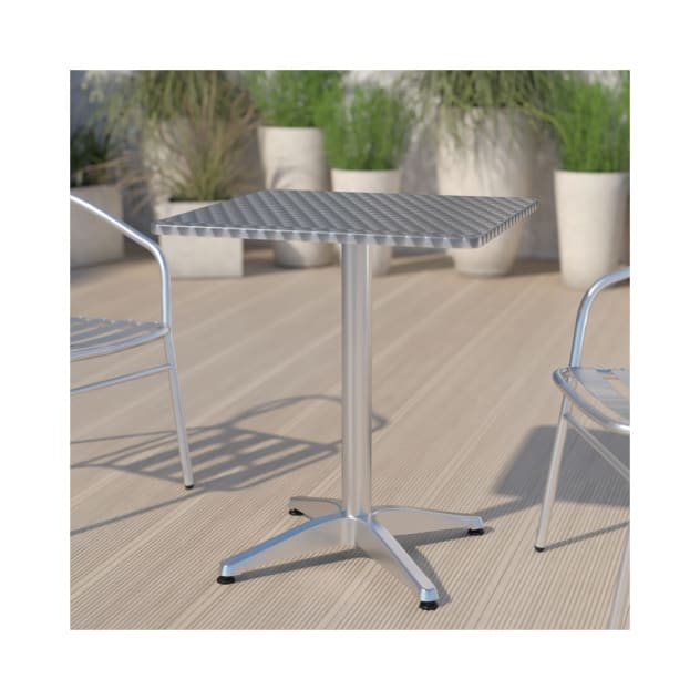 23.5'' Square Aluminum Indoor Outdoor Table with Base