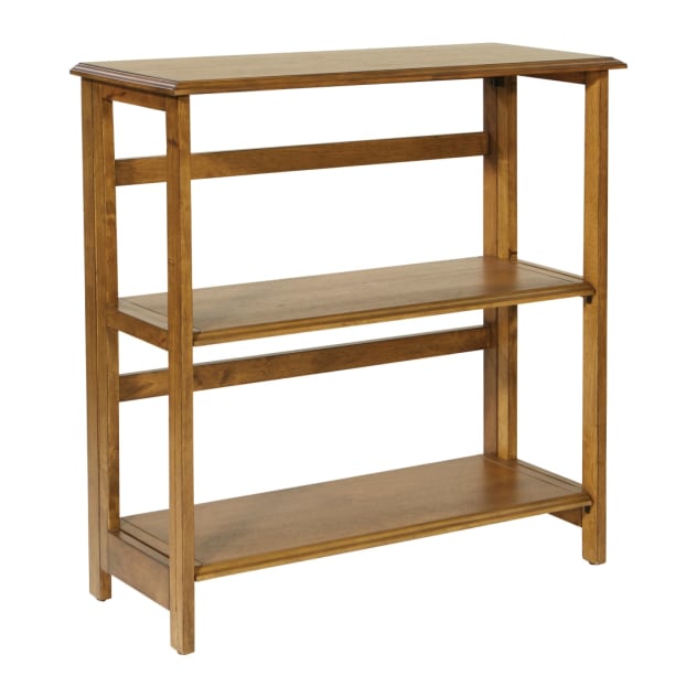 Bandon 3 Shelf Bookcase in Ginger Brown with Folding Assembly