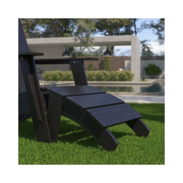 Sawyer Modern All Weather Poly Resin Wood Adirondack Ottoman Foot Rest in Black