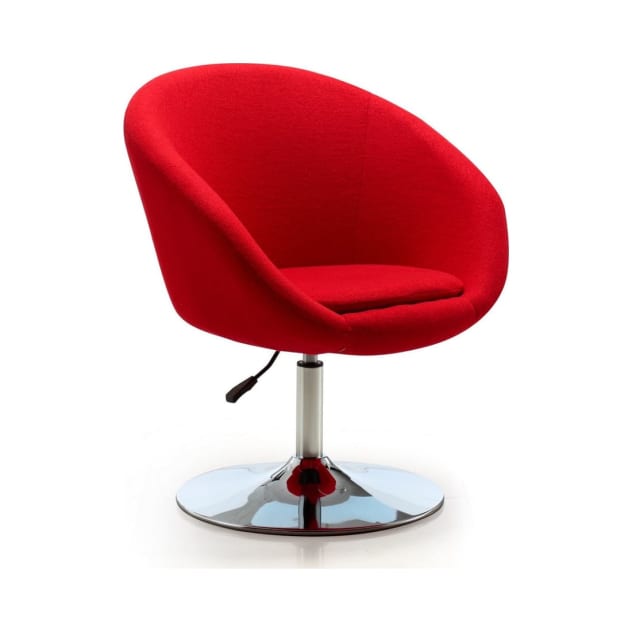 Hopper Swivel Adjustable Height Chair in Red and Polished Chrome
