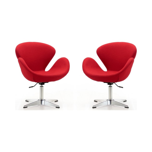 Raspberry Adjustable Swivel Chair in Red and Polished Chrome (Set of 2)