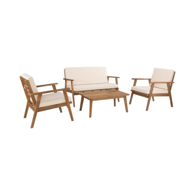 Cecile Collection Natural Outdoor Patio Set