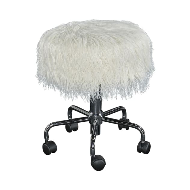 Townsend Collection White Faux Fur Stool