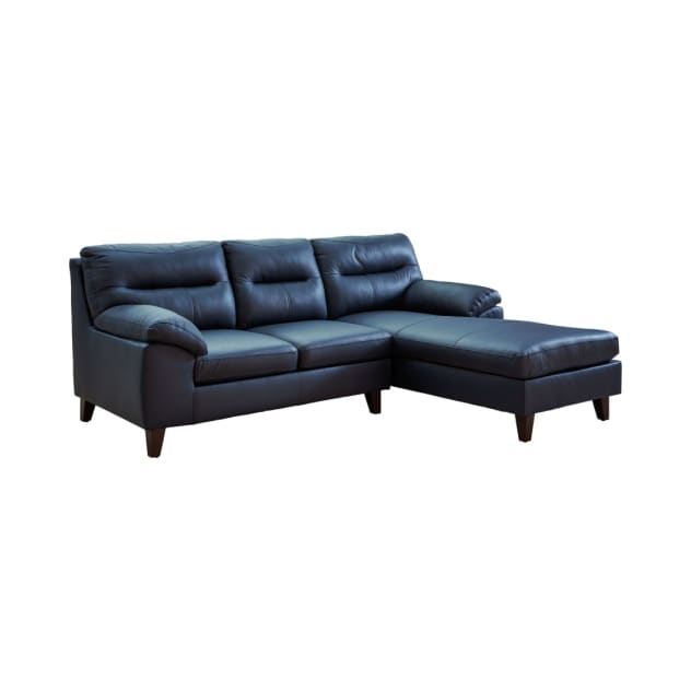 Finley Collection Blue Leather Chaise Sofa