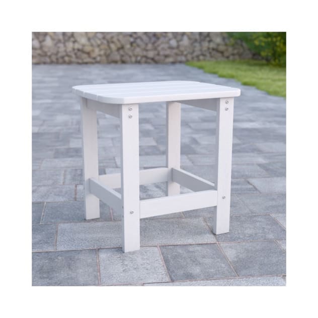 Charlestown All Weather Poly Resin Wood Adirondack Side Table in White