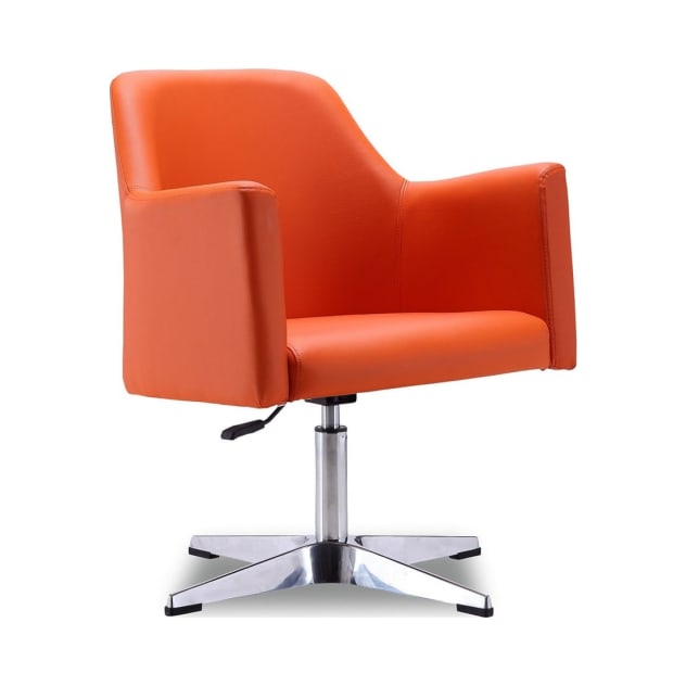 Pelo Adjustable Height Swivel Accent Chair in Orange and Polished Chrome