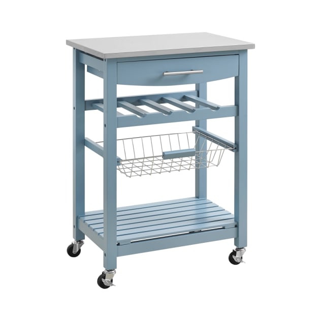 Fenway Collection Blue Stainless Steel Top Kitchen Cart