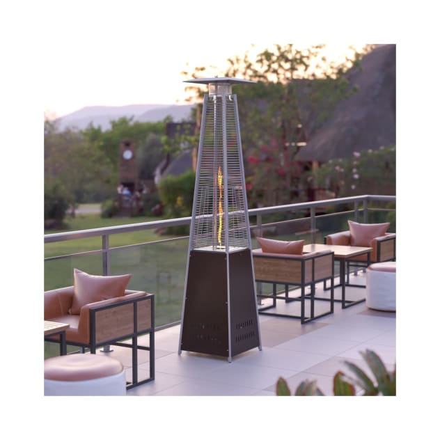 Patio Outdoor Heating Bronze Stainless Steel Pyramid 42 000 BTU Propane Heater with Wheels for Commercial & Residential Use