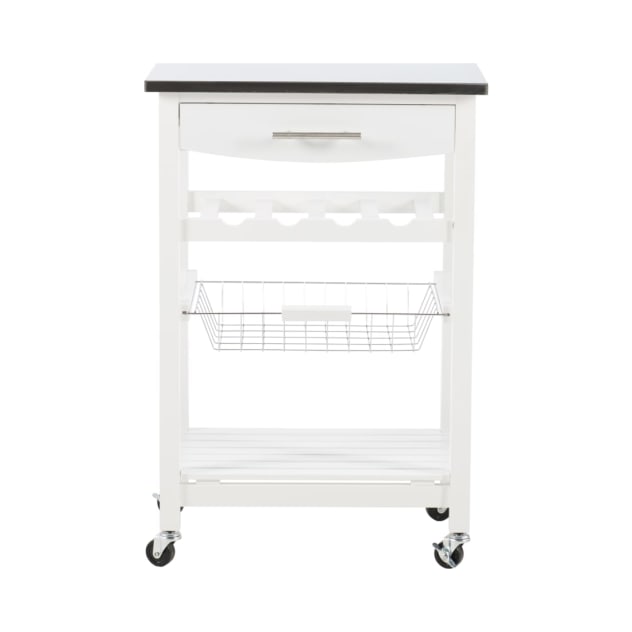 Fenway Collection White Stainless Steel Top Kitchen Cart