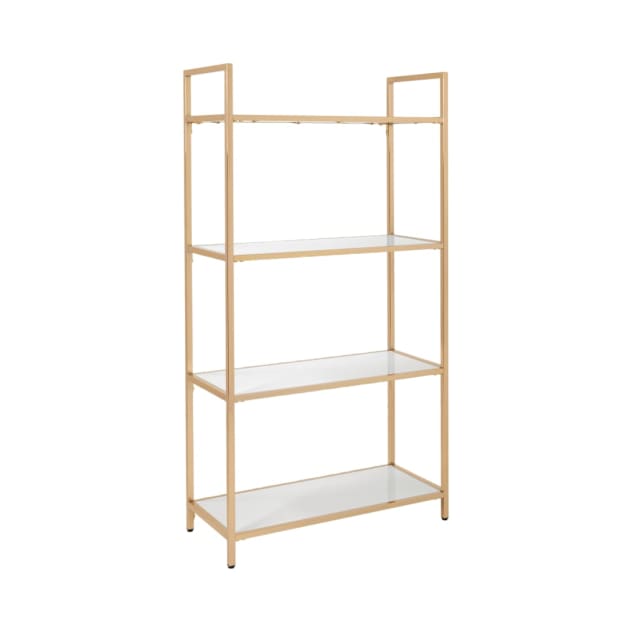 Alios Bookcase in White Gloss finish with Gold Chrome Plated Base
