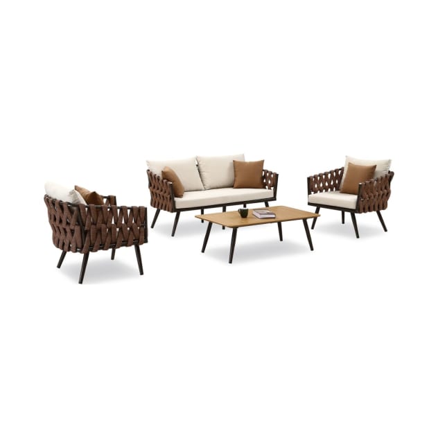 Crown 4-Piece Conversation Set in Brown and White