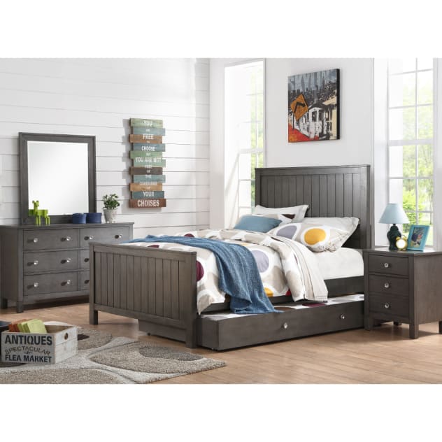 Quiz Grey Bedroom - Bed, Dresser & Mirror - Full - 33576