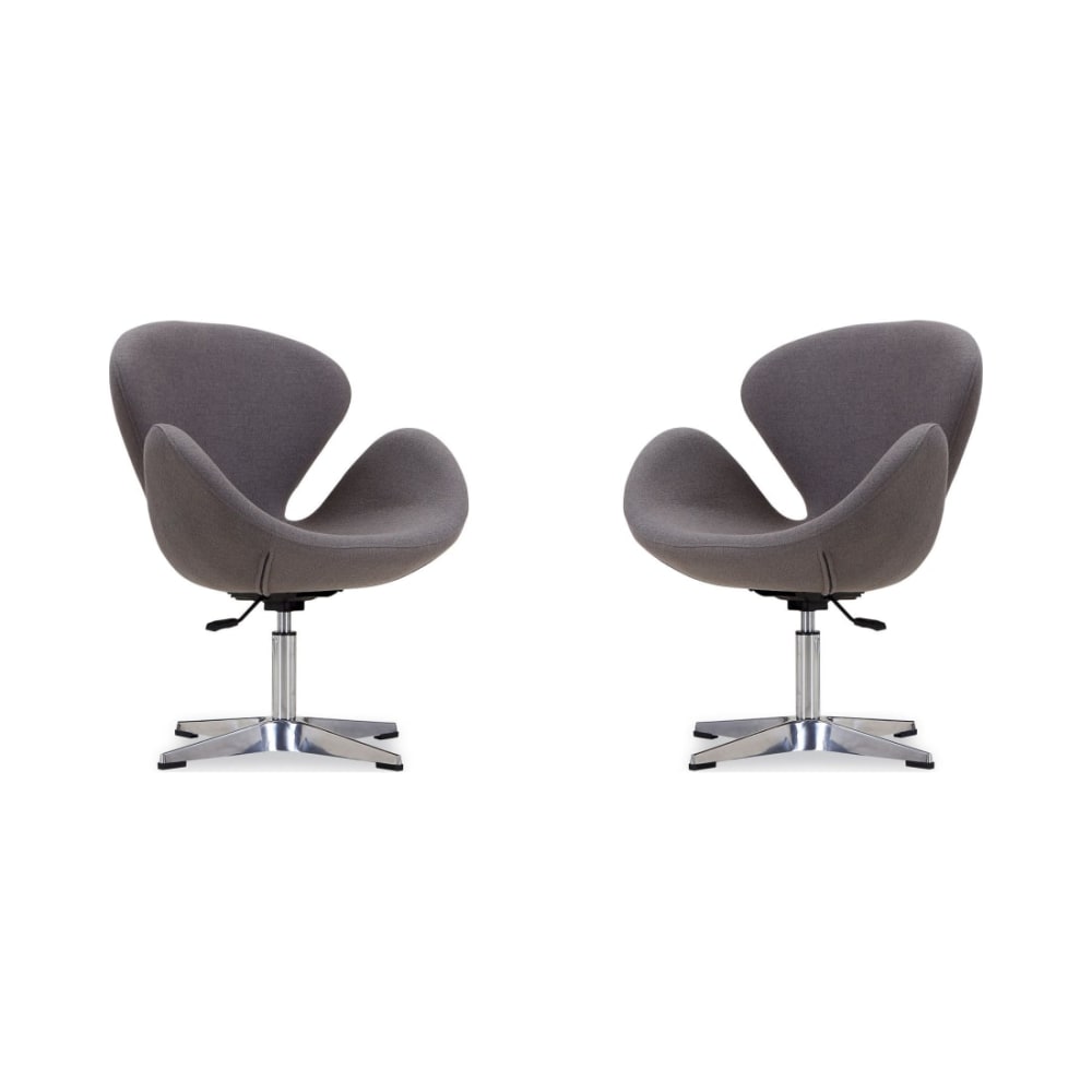 Raspberry Adjustable Swivel Chair in Grey and Polished Chrome (Set of 2)