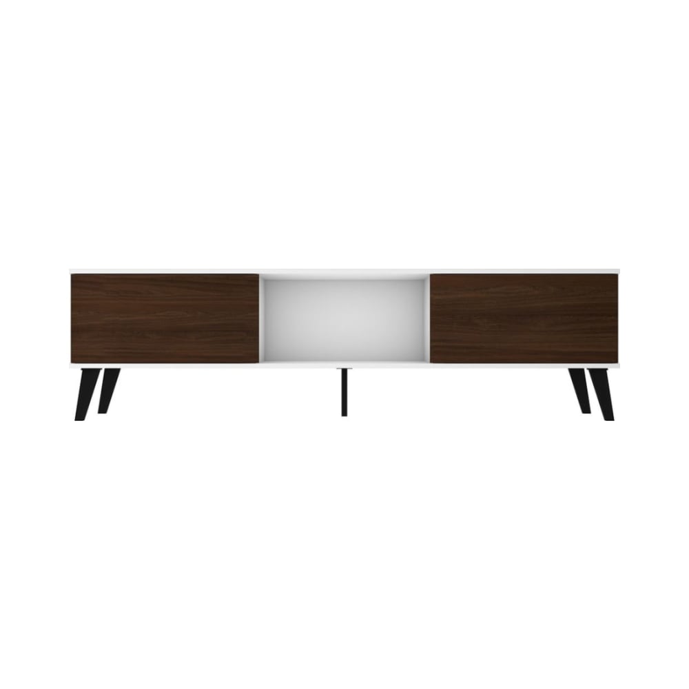Doyers 70.87" TV Stand in White and Nut Brown