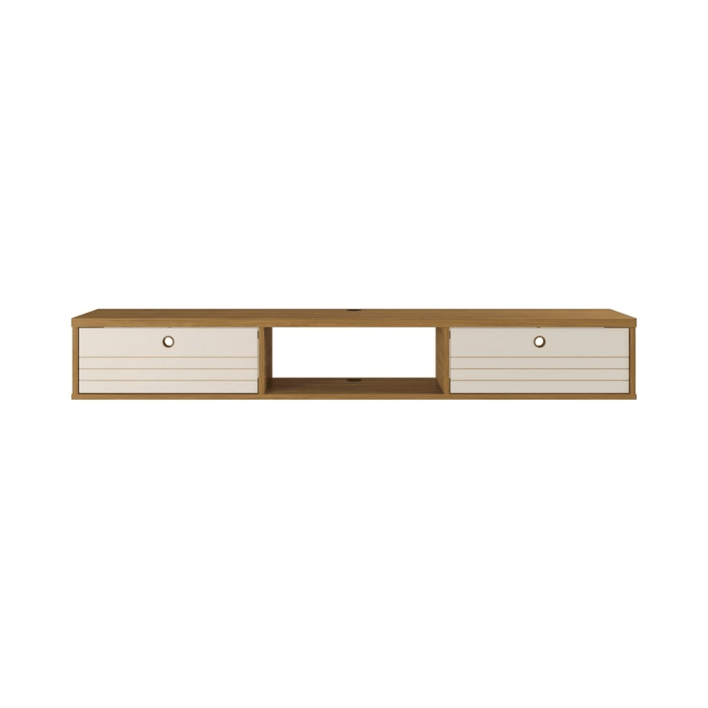 Liberty 62.99" Floating Office Desk in Cinnamon and Off White
