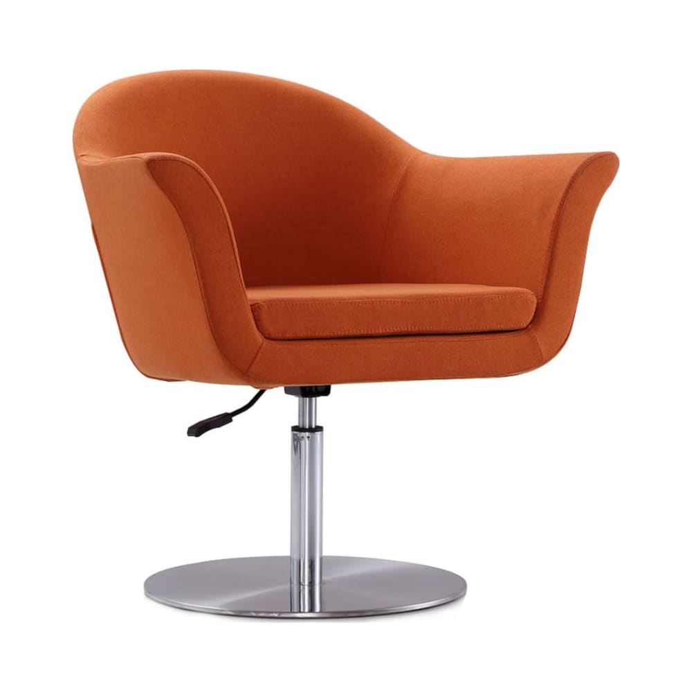Voyager Swivel Adjustable Accent Chair in Orange and Brushed Metal
