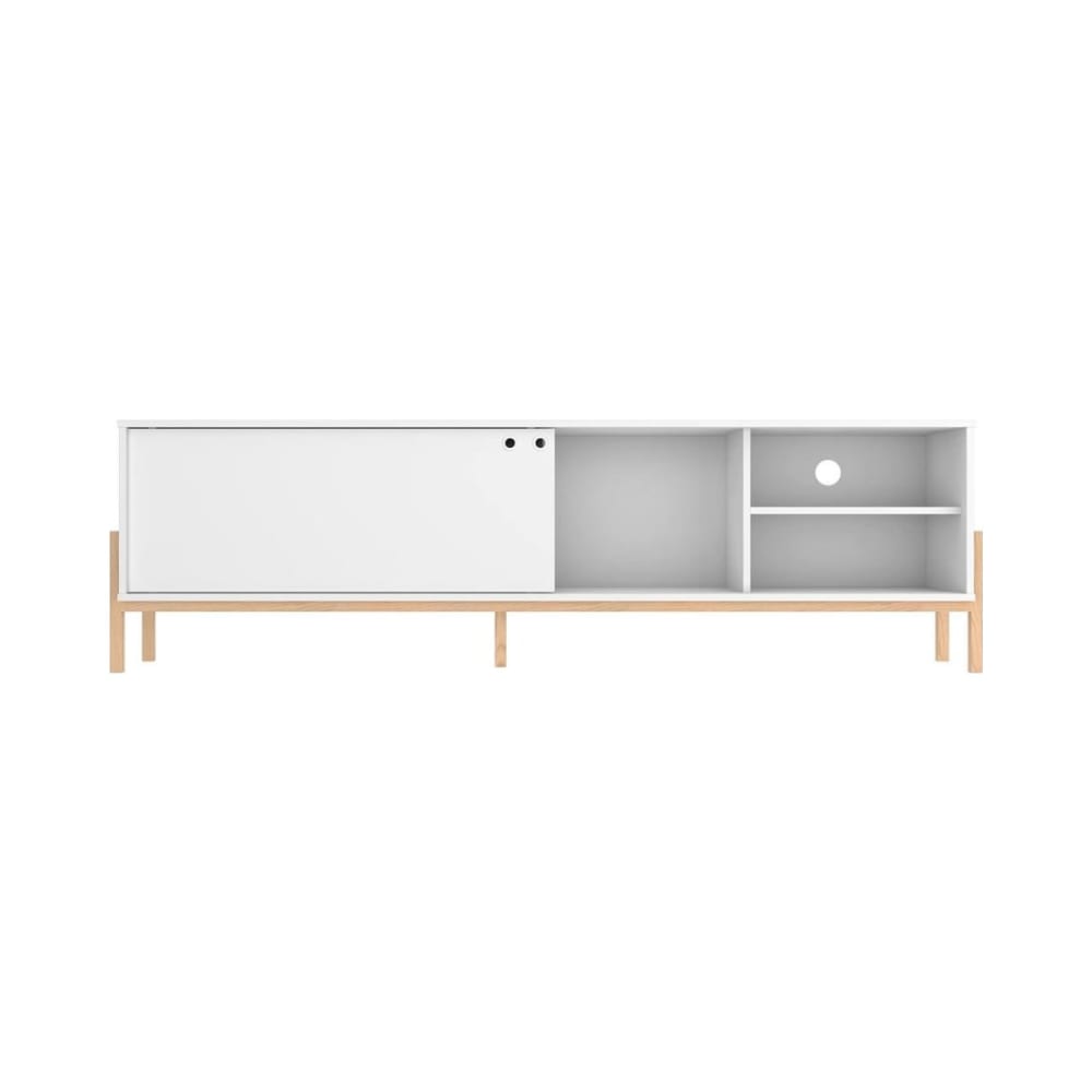 Bowery 72.83" TV Stand in White and Oak