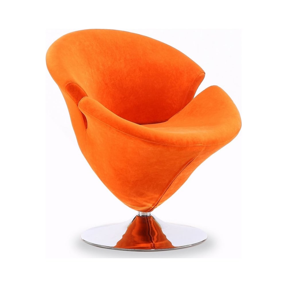 Tulip Swivel Accent Chair in Orange and Polished Chrome