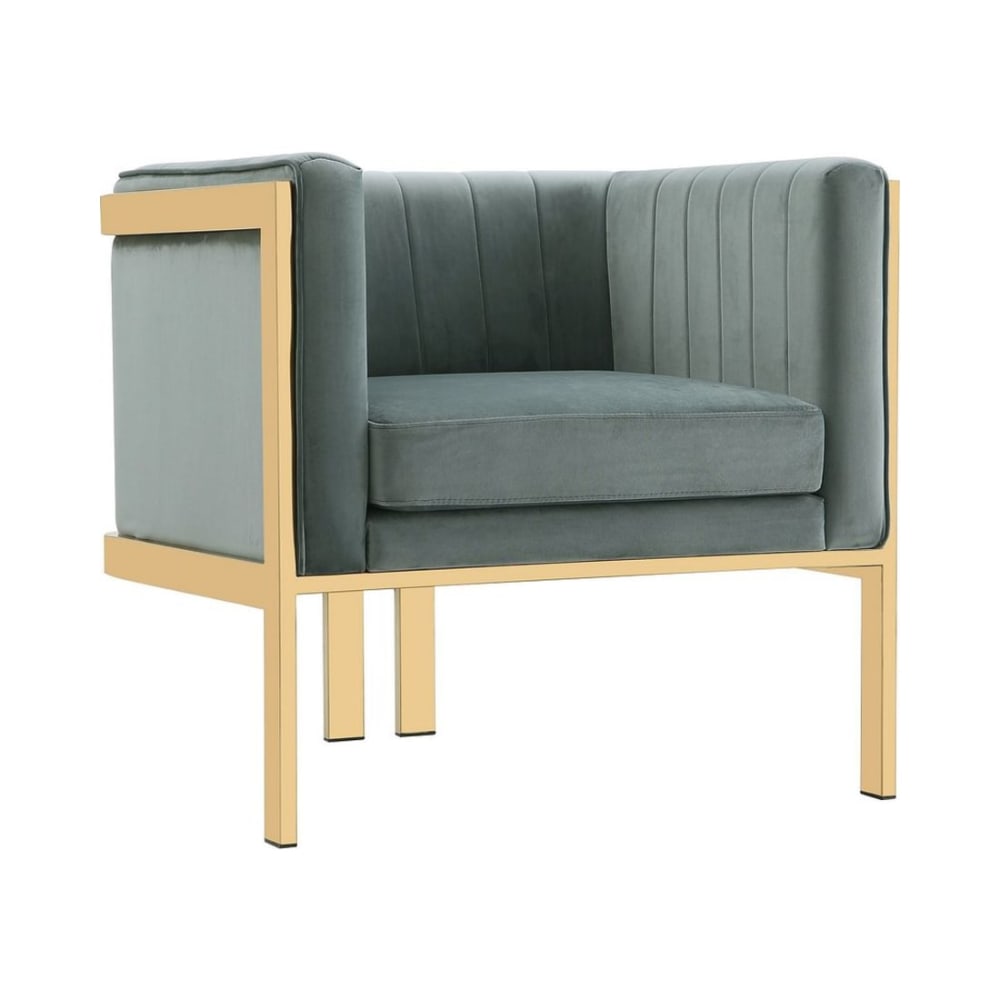 Paramount Accent Armchair in Warm Grey and Polished Brass
