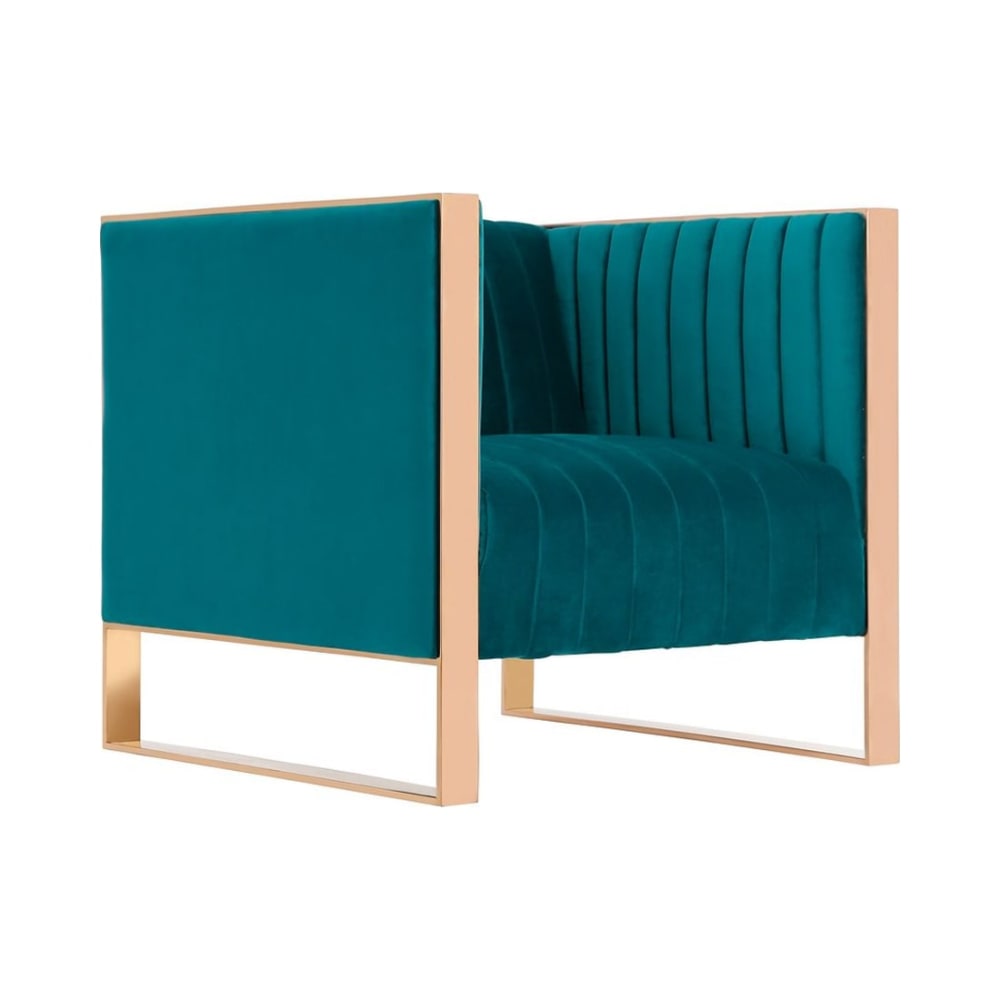 Trillium Accent Chair in Teal and Rose Gold