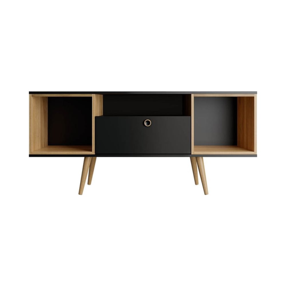 Theodore 53.14" TV Stand in Black and Cinnamon Light Brown