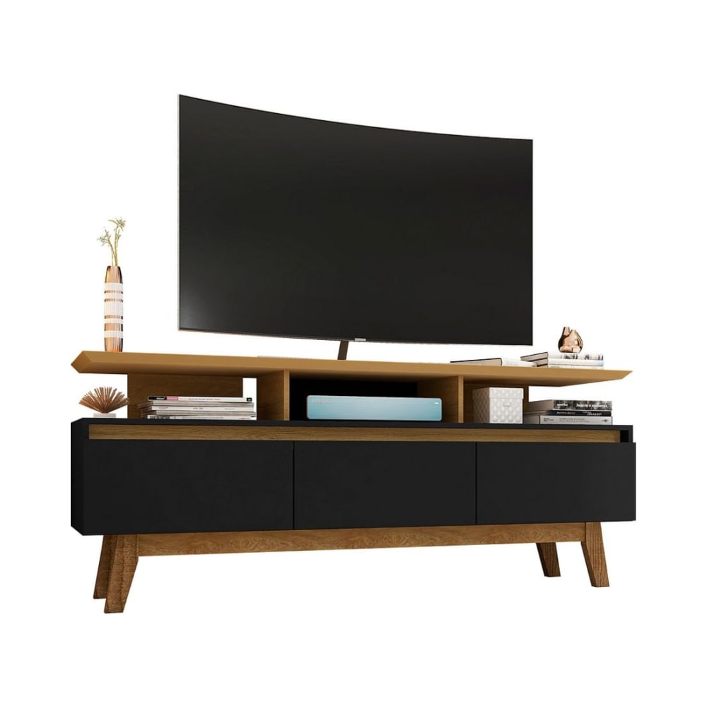 Yonkers 62.99" TV Stand in Black and Cinnamon