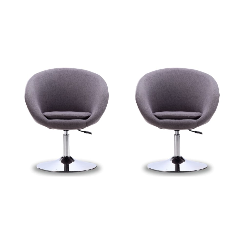 Hopper Swivel Adjustable Height Chair in Grey and Polished Chrome (Set of 2)