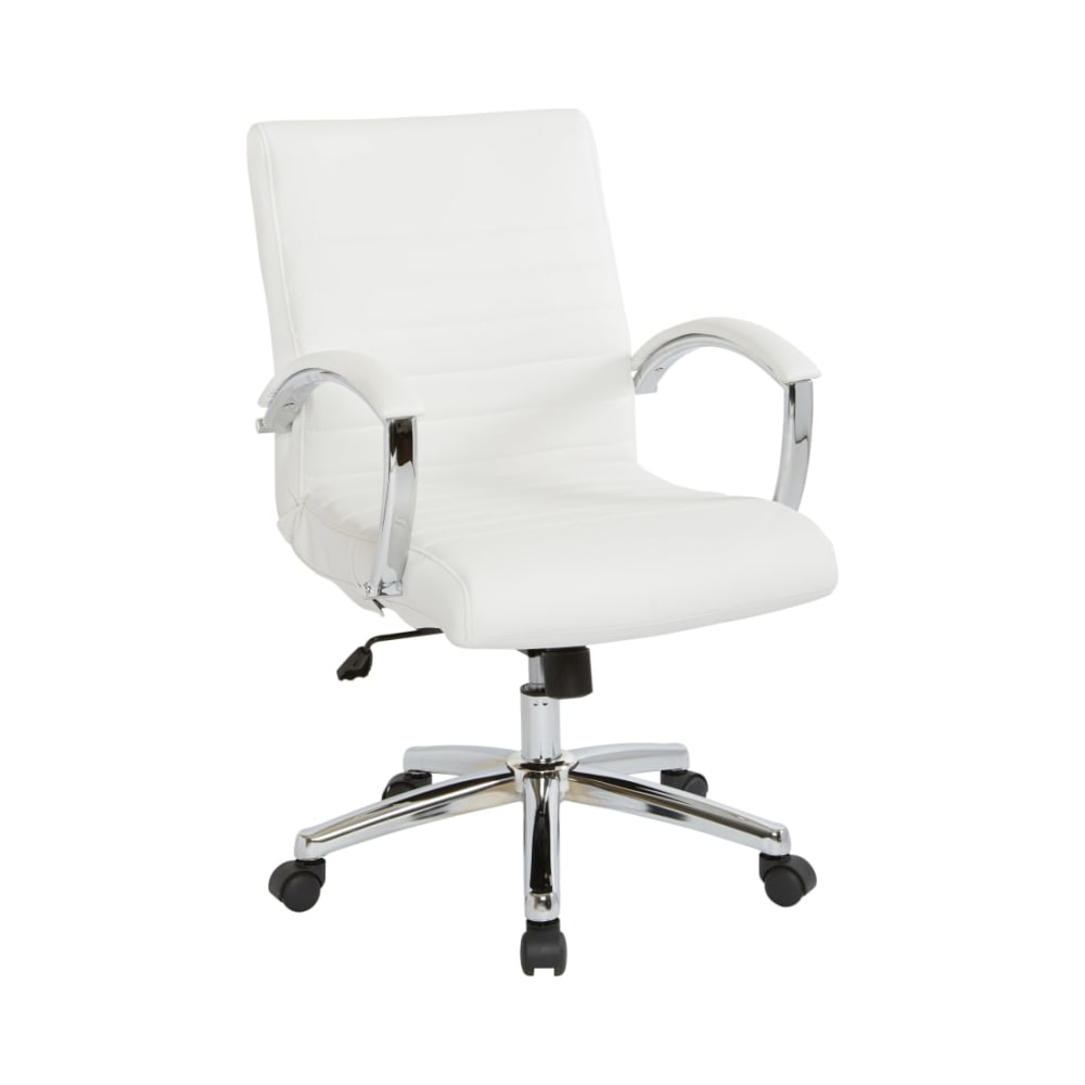 Executive_Low_Back_Chair_in_White_Faux_Leather_with_Chrome_Arms_and_Base_K/D_Main_Image