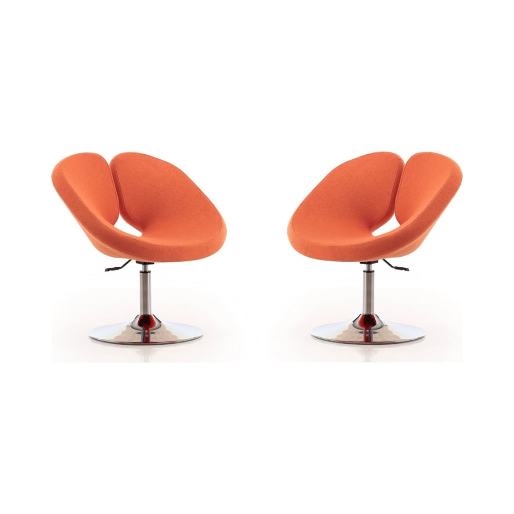 Perch Adjustable Chair in Orange and Polished Chrome (Set of 2)