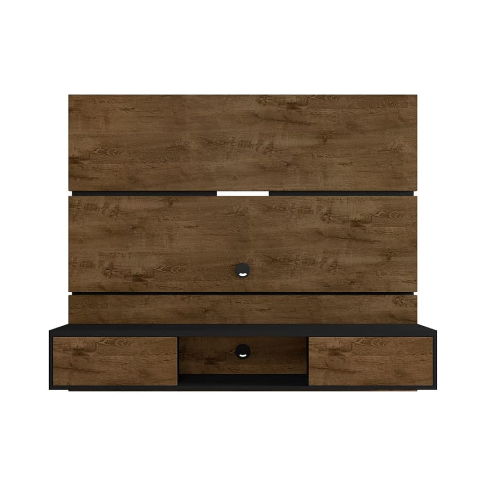 Vernon 62.99" Floating Entertainment Center in Rustic Brown and Black