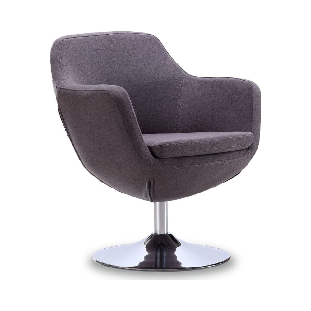 Caisson Swivel Accent Chair in Grey and Polished Chrome