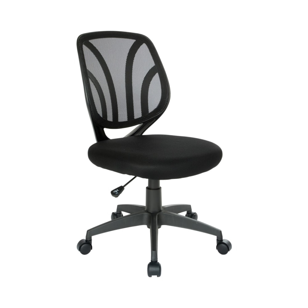 Screen_Back_Armless_Task_Chair_with_Black_Mesh_and_Dual_Wheel_Carpet_Casters_Main_Image