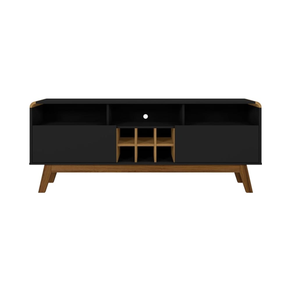 Camberly 62.99" TV Stand in Matte Black and Cinnamon