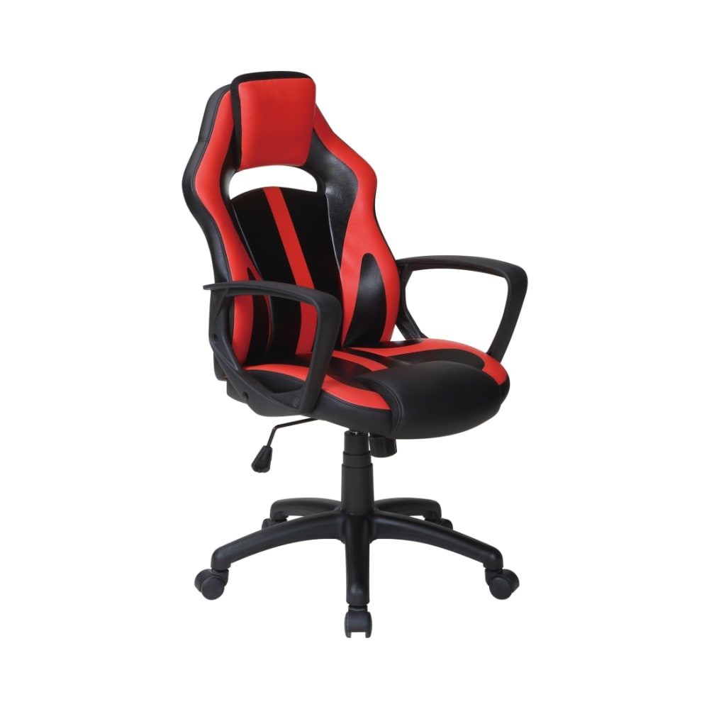 Influx_Gaming_Chair_in_Black_Faux_Leather_with_Red_Accents_Main_Image