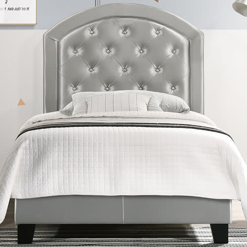 Gaby Twin Platform Bed In Silver Conn, Grey Twin Headboard For Dormitorio