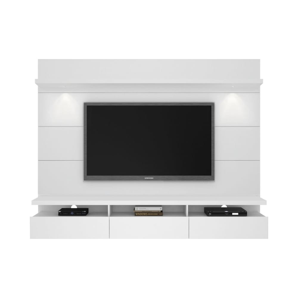 Cabrini 2.2 Floating Wall Theater Entertainment Center in White Gloss