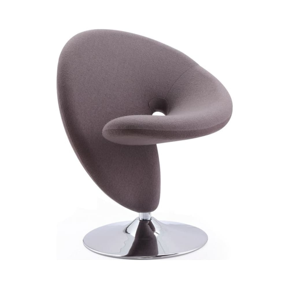 Curl Swivel Accent Chair in Grey and Polished Chrome
