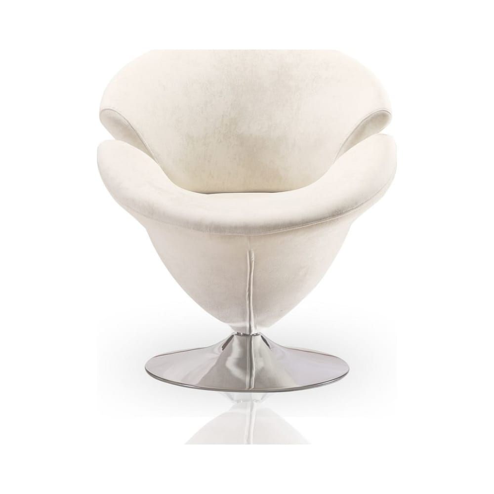 Tulip Swivel Accent Chair in White and Polished Chrome