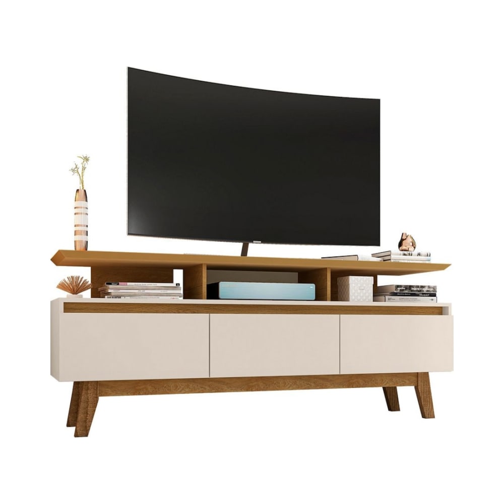 Yonkers 62.99" TV Stand in Off White and Cinnamon