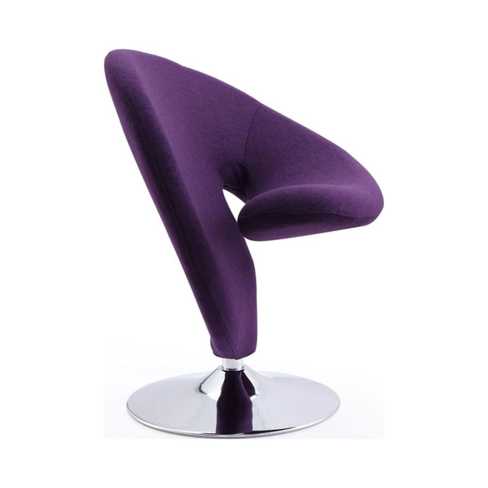 Curl Swivel Accent Chair in Purple and Polished Chrome